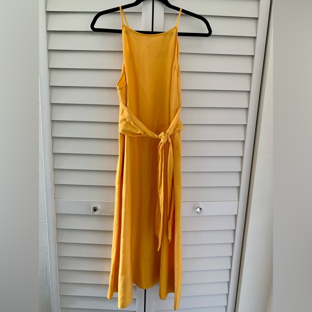 Ann Taylor Loft Linen Dress, NWT, Size 12. Pockets, Spaghetti Straps, and Belt